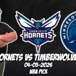 Charlotte Hornets vs Minnesota Timberwolves 4/5/26 NBA Free Picks & Prediction | NBA Betting Tips