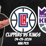 San Antonio Clippers vs Sacramento Kings 4/5/26 NBA Free Picks & Prediction | NBA Betting Tips