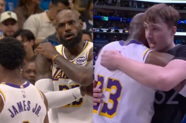 LeBron wasn't happy with Bronny's pass & shows love to Cooper Flagg after 45 points