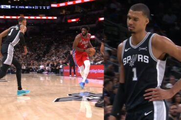 Wemby doesn't return after rib injury & Embiid hits him with Harden step back