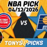 Detroit Pistons vs. Indiana Pacers Pick 4/12/26 NBA Pick Prediction