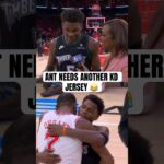 Anthony Edwards was asking KD for a jersey swap 😅