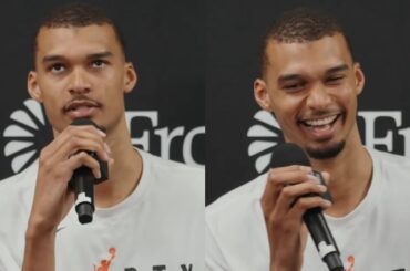 Wemby stuns reporters with quick math skills "Of course the Alien gets all of them" 😂