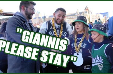 “PLEASE STAY!” Milwaukee Bucks Fans Give Message to Giannis Antetokounmpo Outside Fiserv | NBA