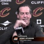 Cavs head coach Kenny Atkinson reacts to drawing the Toronto Raptors in round 1 of the NBA Playoffs
