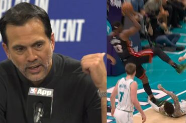 Erik Spoelstra says LaMelo should've been ejected for tripping Bam Adebayo 😳