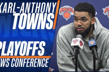 Karl-Anthony Towns talks about expectations for the Knicks against the Hawks in their playoff series