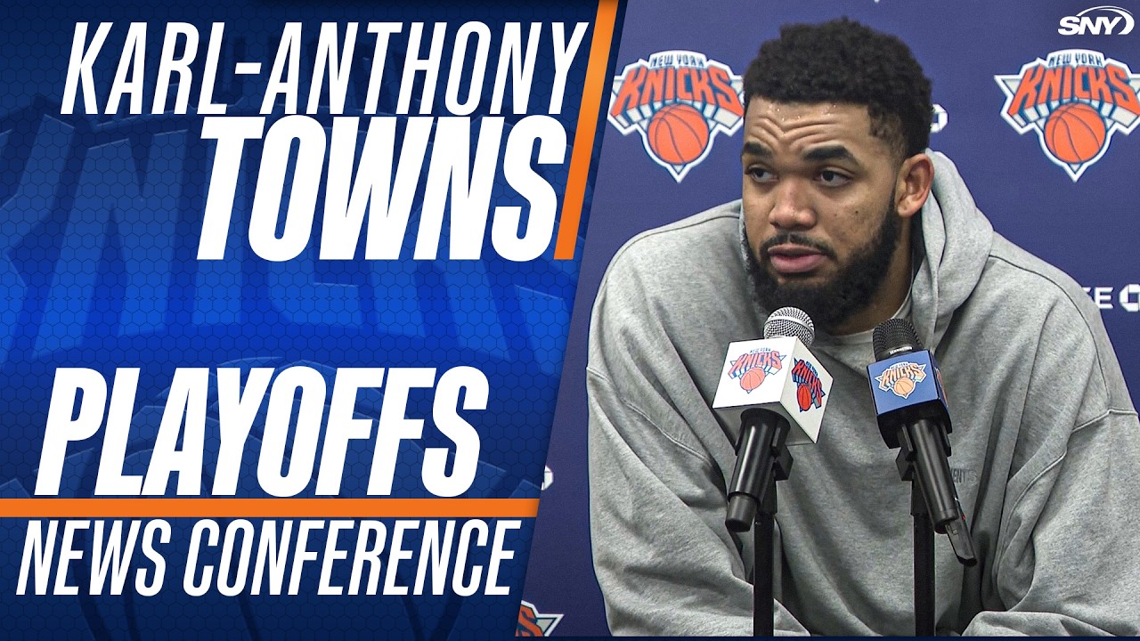 Karl-Anthony Towns talks about expectations for the Knicks against the Hawks in their playoff series