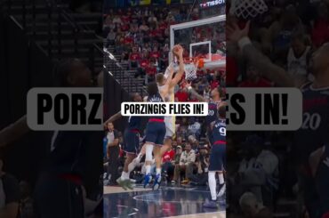 Porzingis flies in for the putback!