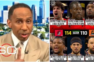 ESPN reacts to Deni Avdija ERUPT for 41 Pts, Trail Blazers beat Suns 114-110 to face Spurs in 1st Rd
