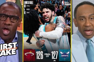 FIRST TAKE | "Hornets are SCARIEST lower seed in playoffs" - Shannon on Lamelo Ball beat Heat in OT