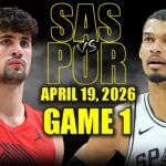San Antonio Spurs vs Portland Trail Blazers Full Game 1 Highlights - April 19, 2026 | NBA Playoffs