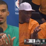 Wemby shows love to Tim Duncan and David Robinson & talks playoff debut