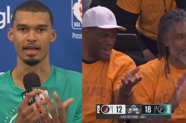 Wemby shows love to Tim Duncan and David Robinson & talks playoff debut