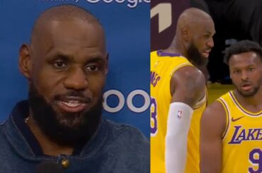 LeBron James talks playing with Bronny in playoffs and Game 1 win vs Rockets