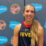 Lexie Hull, Kelsey Mitchell, Raven Johnson on Day 2 of Indiana Fever training camp