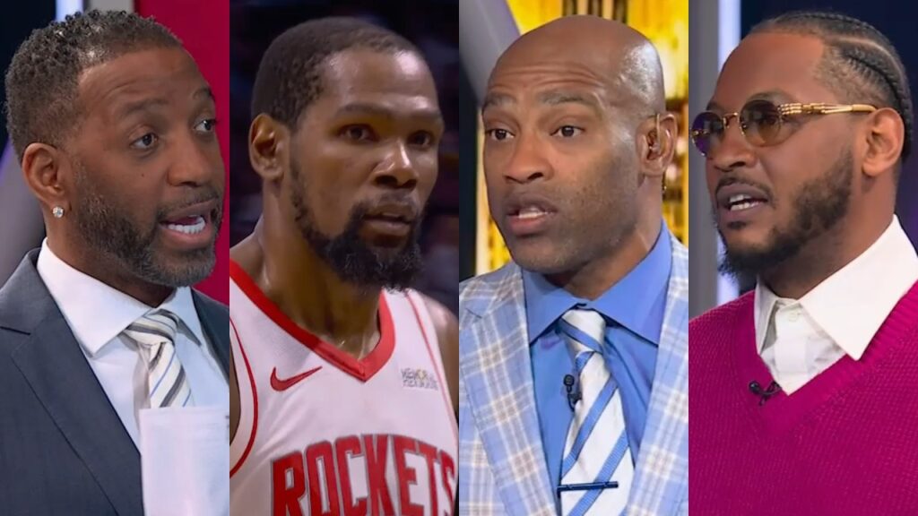 Carmelo, Vince & T-Mac sound off on KD getting shut down in Game 2 vs Lakers
