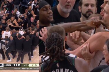 Nikola Jokic HEATED with Jaden McDaniels and starts FIGHT for scoring at end of game