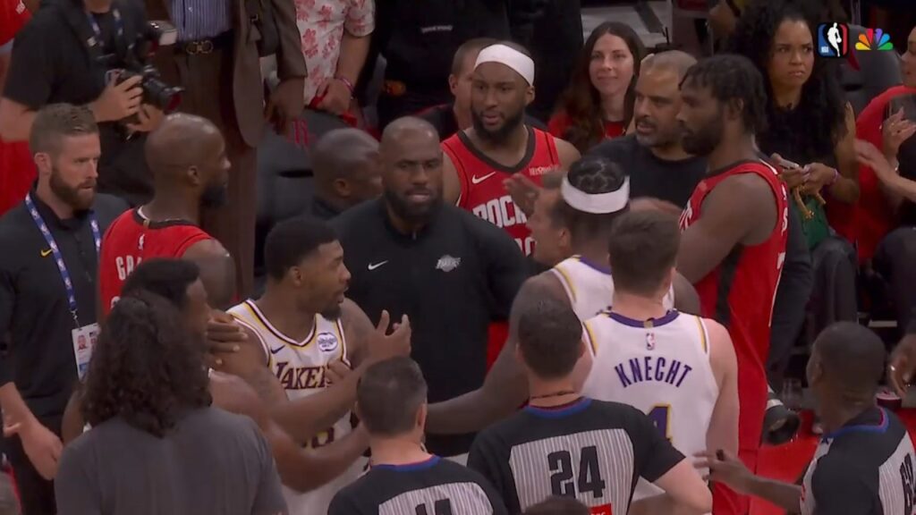 Lakers and Rockets get into it after Game 4 and LeBron separates them all 😂