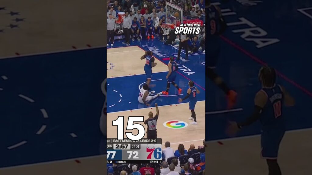 How many times did Joel Embiid fall to the floor in the Knicks series? 👀 #shorts