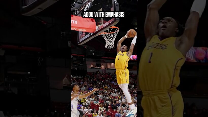 Does anyone dunk as hard as Adou Thiero? #Lakers