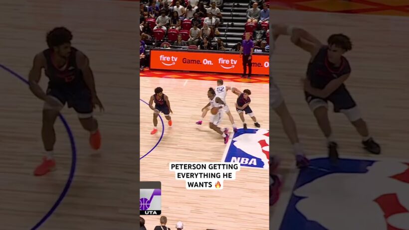 Darryn Peterson knocks down the pull up 3, then gets inside for the tough and1 layup