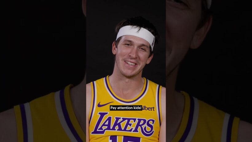 Austin's been practicing his Slovenian 😎 #lakers