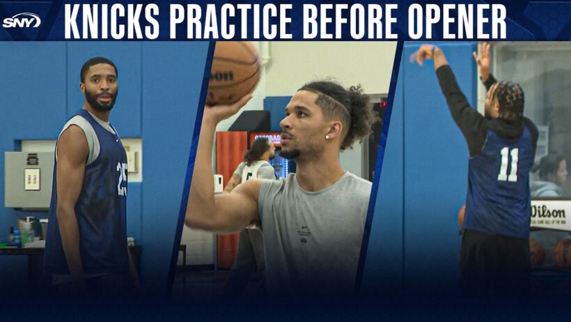 The Knicks hit the practice floor the day ahead of season opener and beginning of NBA title defense
