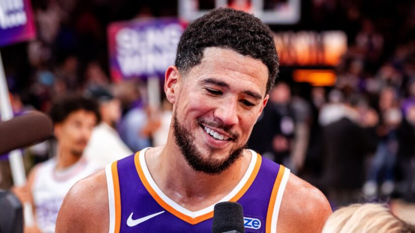 Devin Booker Postgame On-Court Interview after breaking Suns home opener record